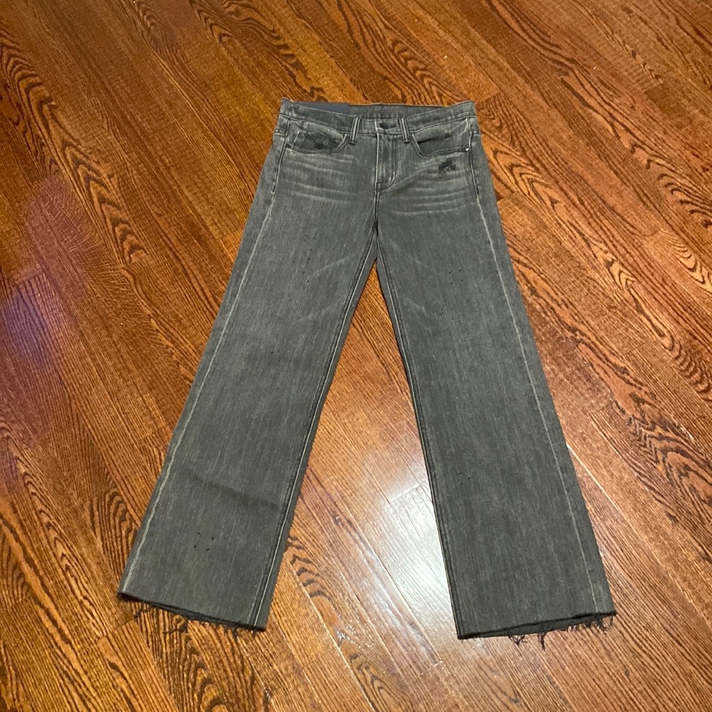 Helmut Lang Gray Distressed Flare Jeans